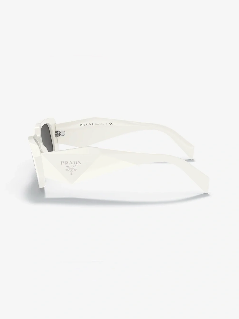 Prada White Oversized Angular Sunglasses with Dark Lenses